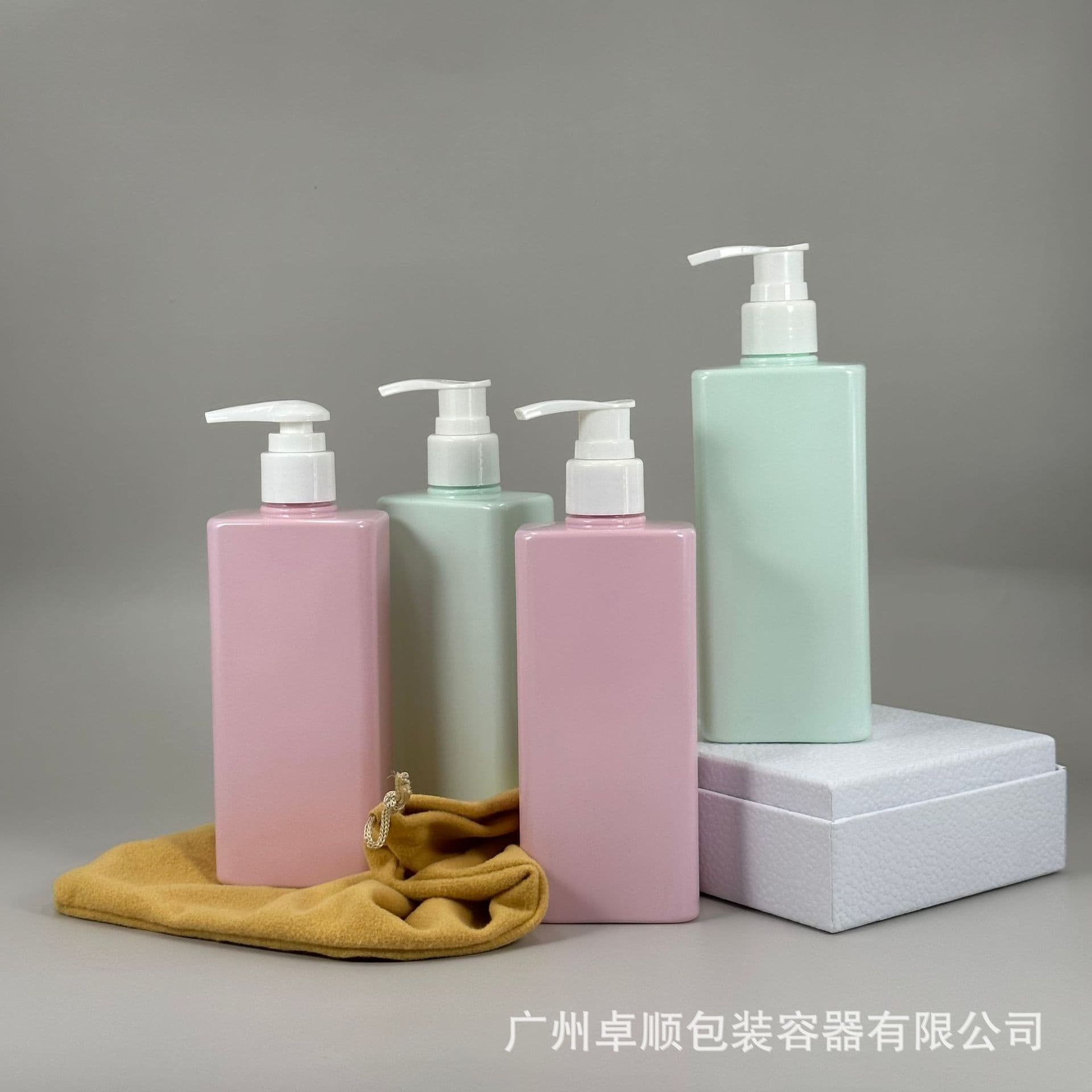 280ML flat square bottle shampoo, shower gel, body lotion, essence, lotion, PET plastic pump bottle