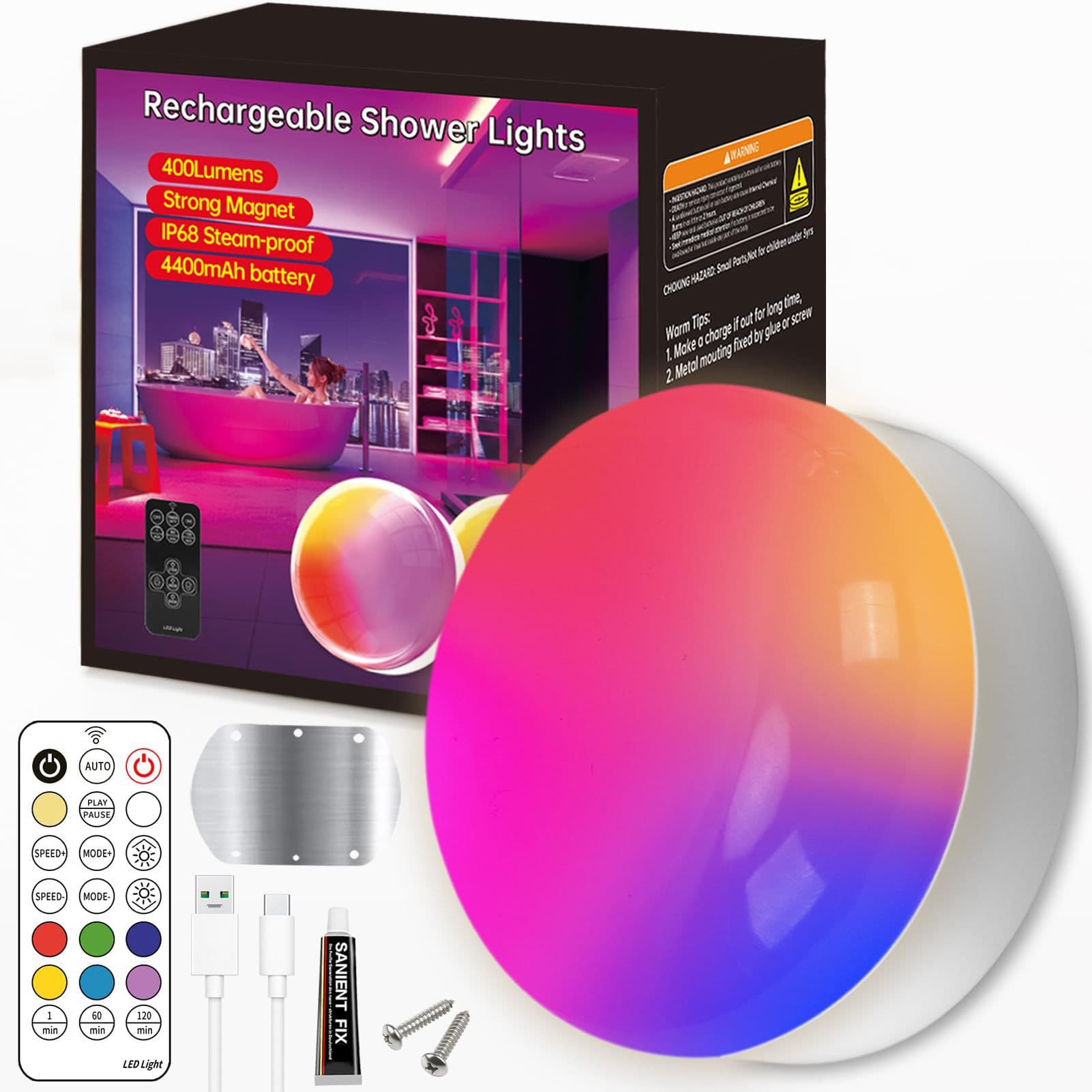 Amazon New Cross-Border Waterproof LED Bath Light Bathroom Bedroom Party Ambient Lighting Lamp 4400mAh Battery