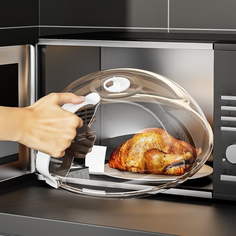 Microwave Splatter Cover, Heat-Resistant Oil-Proof Lid for Reheating Food, Dust-Proof Plastic Cover with Clear View Window