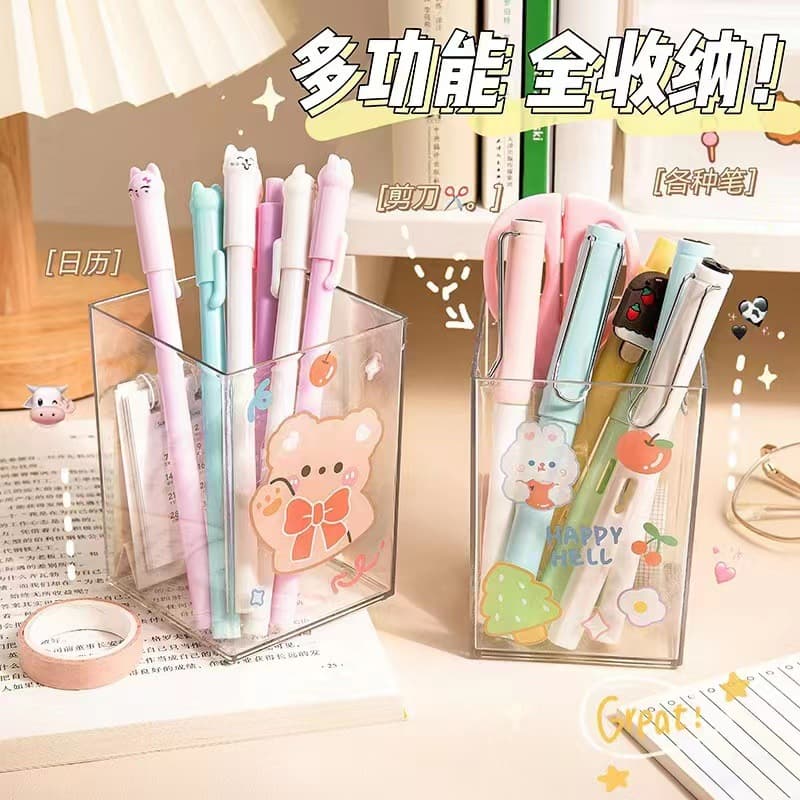 Transparent pen holder storage box, simple and stylish acrylic pen holder, high-value stationery box, creative pen holder