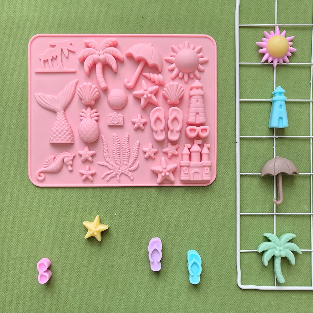 25-piece seahorse castle chocolate candy silicone mold DIY fondant biscuit cake decoration baking mold 860