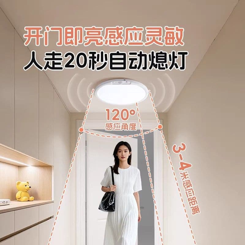 Human body induction ceiling lamp aisle cloakroom balcony led wireless induction USB charging model with remote control
