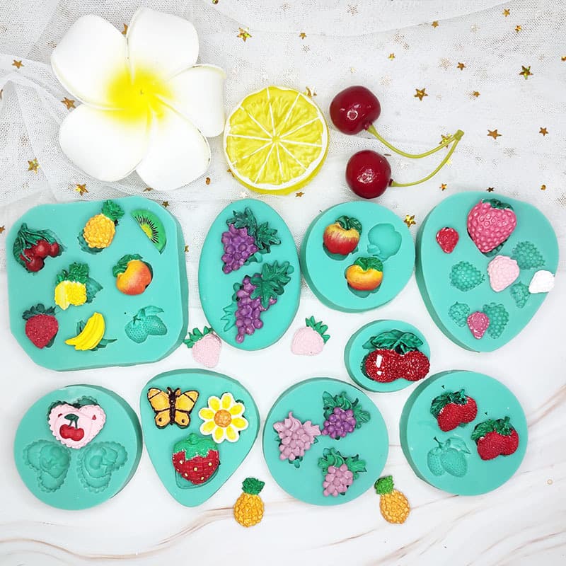 Mini Fruit and vegetable silicone plaster mold diy melon, fruit and vegetable strawberry epoxy chocolate fondant silicone mold