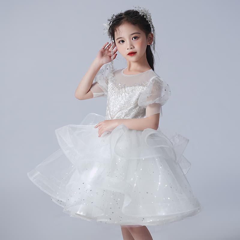 Girls Summer Dress 2025 New Style Princess Dress Host Piano Performance Costume Children's Formal Wear