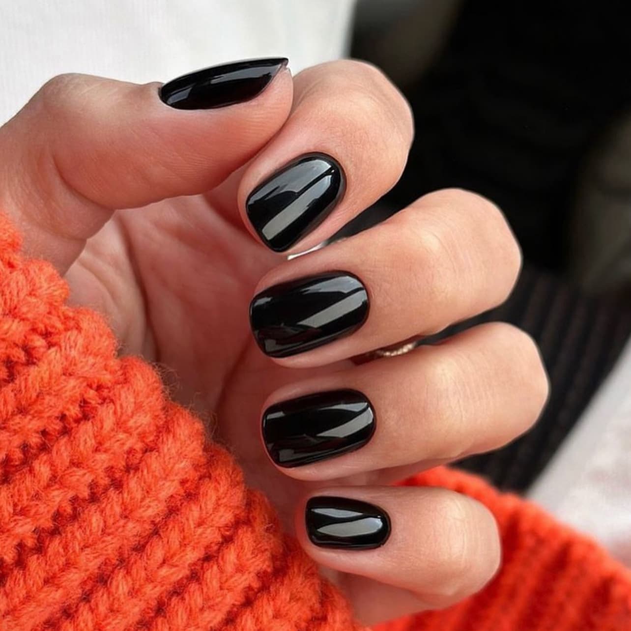 Classic Black Solid Color Press On Nails Short False Nail Tips Cross-Border Hot Sale Wholesale