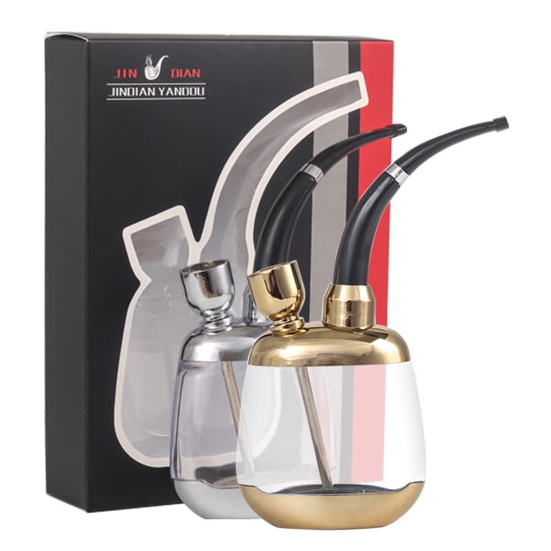 Golden Classic Hookah Set: Portable Dual-Use Hookah for Cigarettes and Tobacco with Filter, Large and Small Hookah Bags, Tobacco Bowl, Hookah