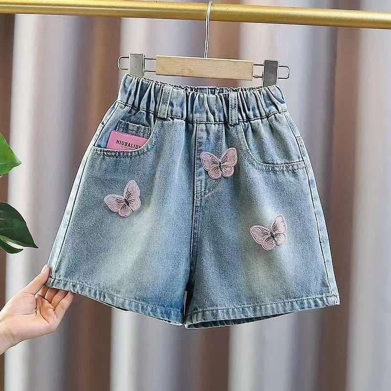 Girls' Denim Shorts Summer Thin 2025 New Stylish Five-Inch Pants Girls Outerwear Mid-Large Children Casual Hot Pants