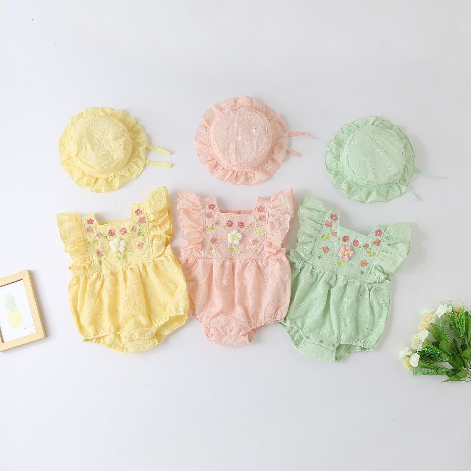 Baby Embroidered Cross-Border Ins Trending Children's Wear Summer Baby Crawling Romper Newborn Bodysuit Baby Dress