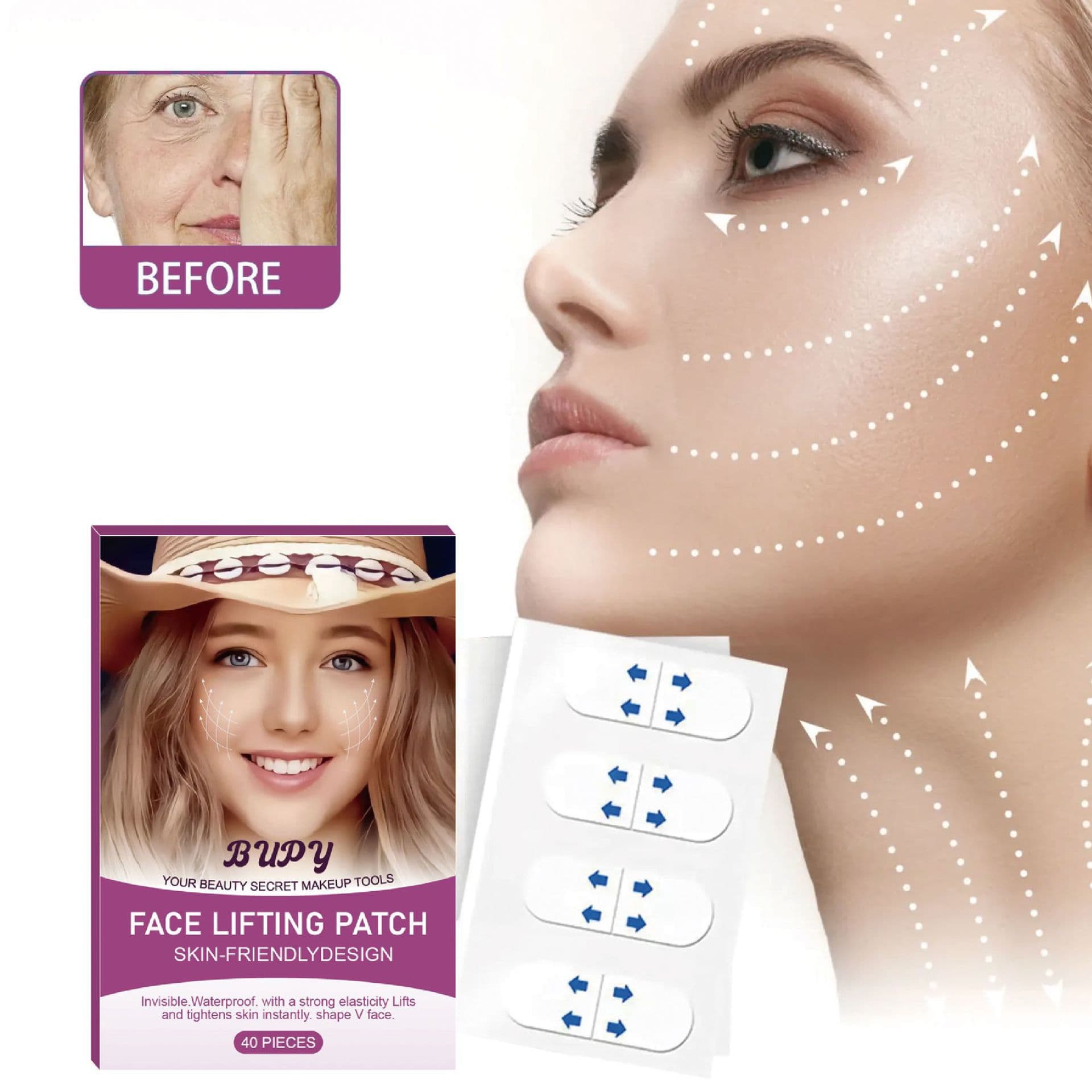 Cross-border bupy Face Lifting Patch, Lifting Patch, Face Lifting, Fades Fine Lines, Firming, Tightens Chin, Shaping, V-Shape Slim Face Patch