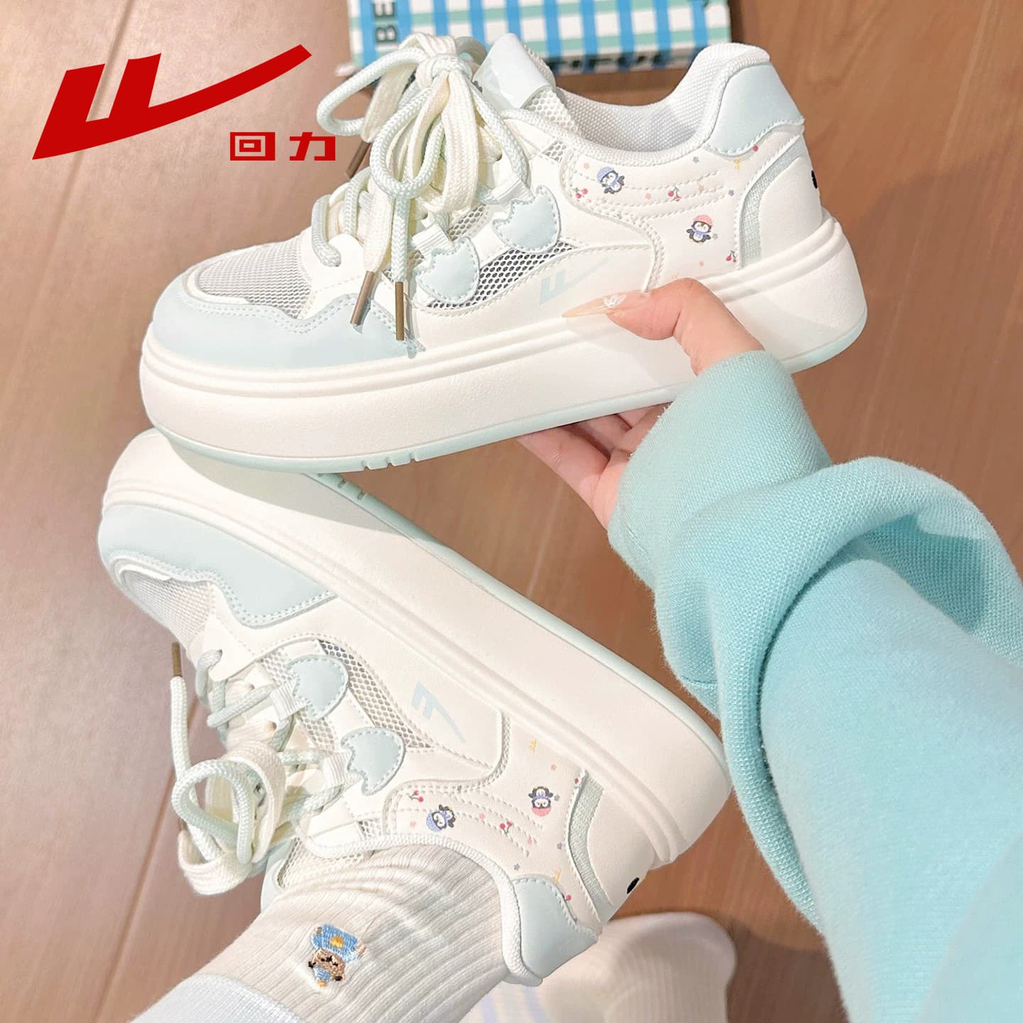 Warrior 2026 Fashionable Versatile Summer Mesh Thin Board Shoes Korean School Style Casual Shoes Comfortable Color-Block Women's Shoes