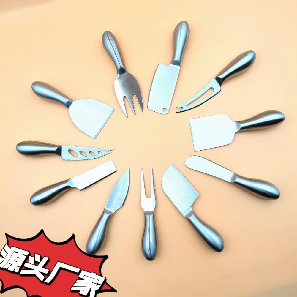 Cheese knife, 430 stainless steel, hollow handle, original color, cheese knife, butter knife, pizza knife, cake tool, PP bag, bulk.