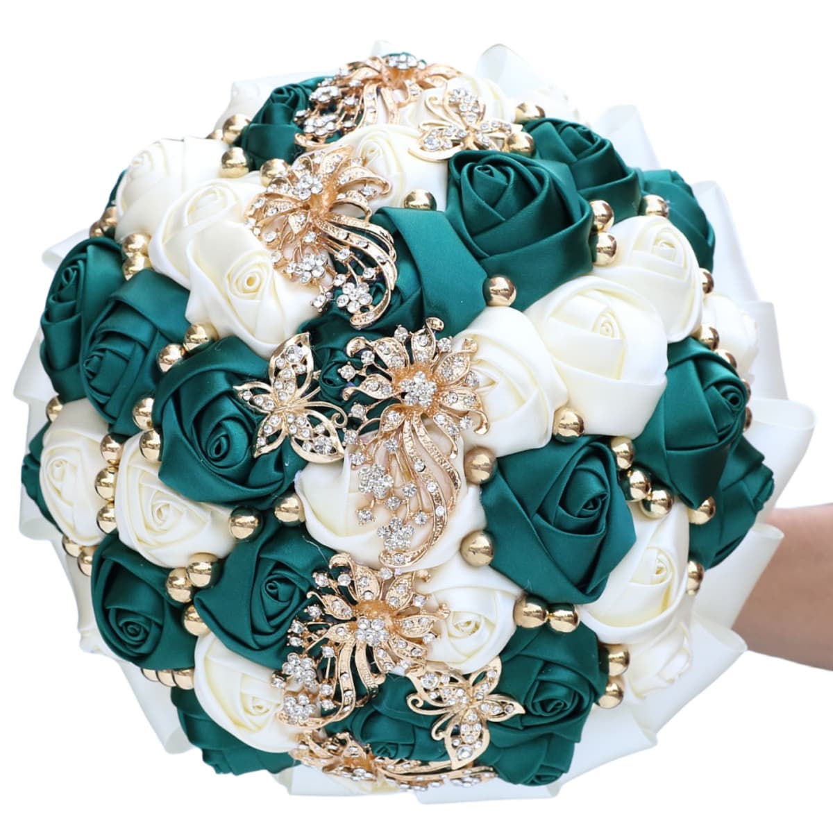 European and American style rhinestone bridesmaid bouquets, rhinestone ribbon DIY bouquet making, wedding props W306