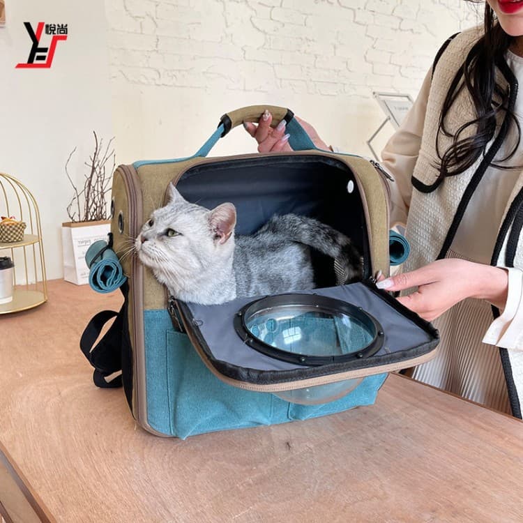 Cat and dog pets solid color outdoor portable space capsule window backpack space capsule travel pet backpack tote bag