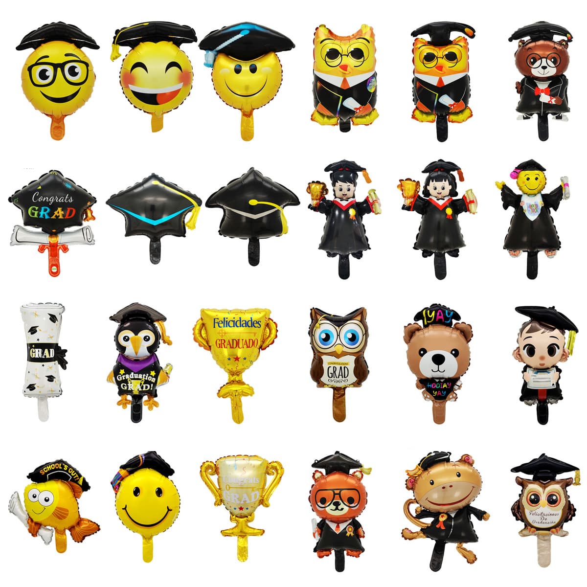Mini Balloon Cartoon Aluminum Film Graduation Balloon Kindergarten Graduation Ceremony Decoration Doctoral Hat Trophy Party Arrangement