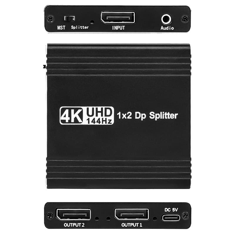 4K144HZ DP splitter 1X2 supports MST copy extended mode with audio separation