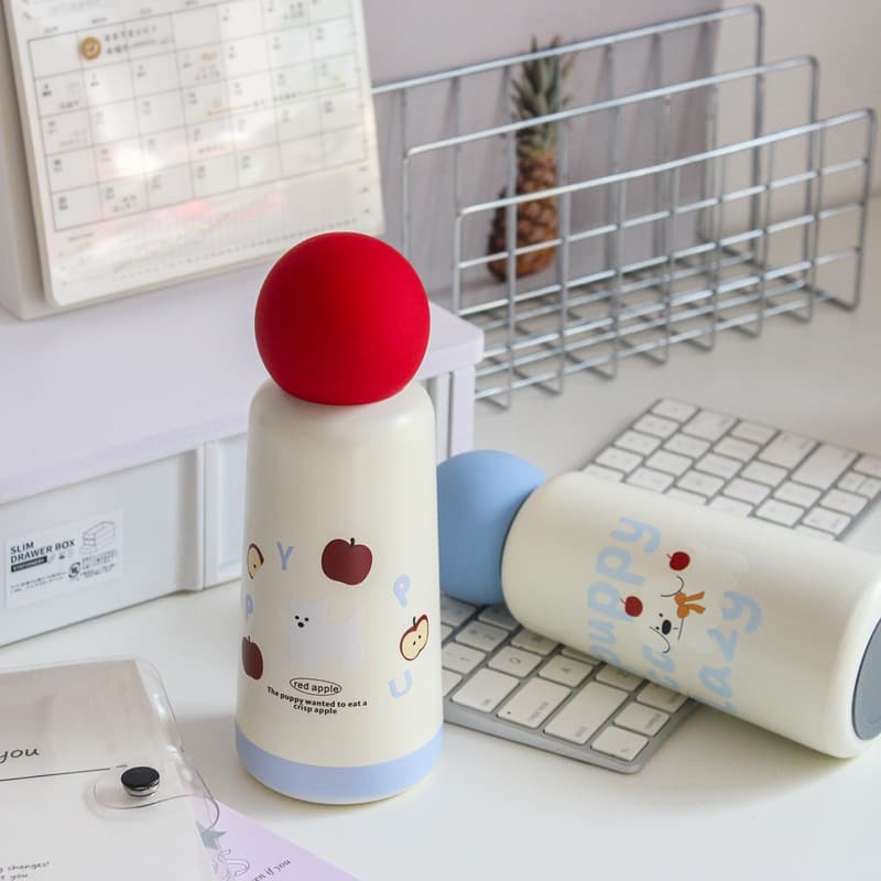 Cute Cartoon Red Apple Dog Red Nose Insulated Cup Stainless Steel Water Cup for Women High Appearance Coffee Travel Mug