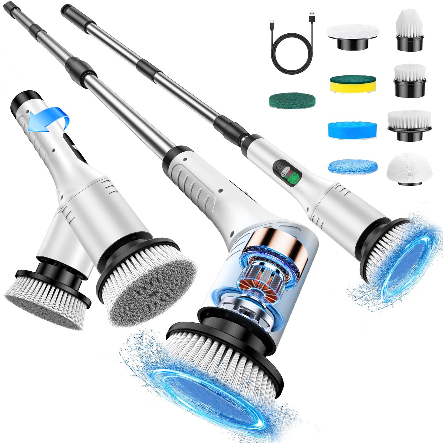 Household Electric Cleaning Brush Rechargeable Toilet Brush Wireless Handheld Kitchen Bathroom Strong Multi-functional