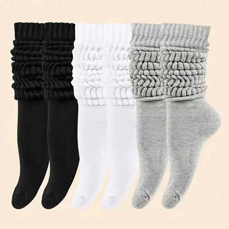 Autumn new long socks for men and women, solid color simple design, sweat-absorbent and breathable knee-high socks, casual versatile long loose cuff socks.