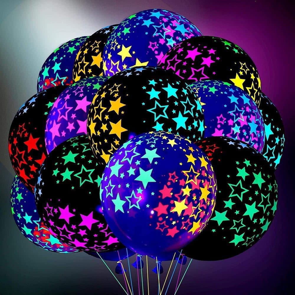 Cross-border wholesale luminous balloon 12-inch fluorescent balloon black light luminous transparent birthday party decoration luminous balloon