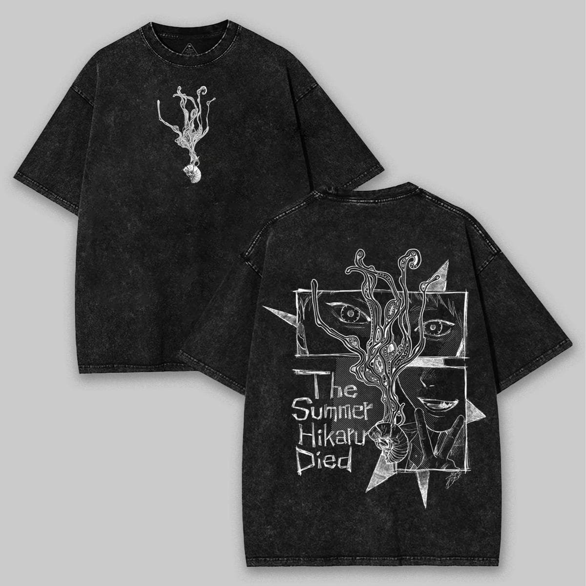 Cross-border Exclusive The Summer Hikaru Died Acid Washed Horror Anime Unisex T-Shirt