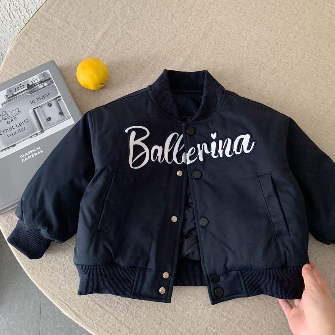 Children's Cotton Jackets 2025 Winter New Style, Boys' and Girls' Embroidered Padded Baseball Coats, Baby Tops