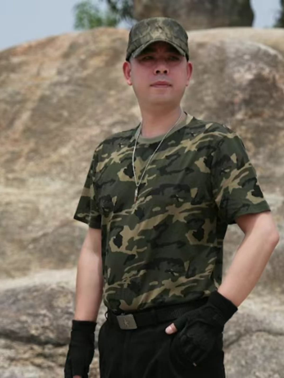 Military Camouflage Short Sleeve T-Shirt Cotton Veteran Commemorative T-Shirt Round Neck Short Sleeve August 1st Gathering Custom T-Shirt