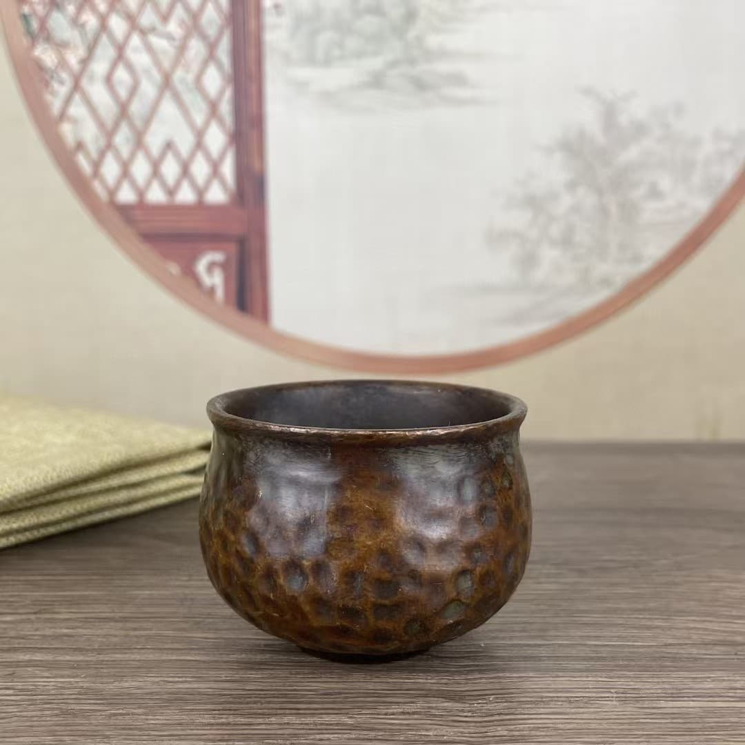 Handmade Copper Tea Cup - Thickened Pure Copper Kung Fu Tea Set Personal Cup Single Cup Household Vintage Water Cup