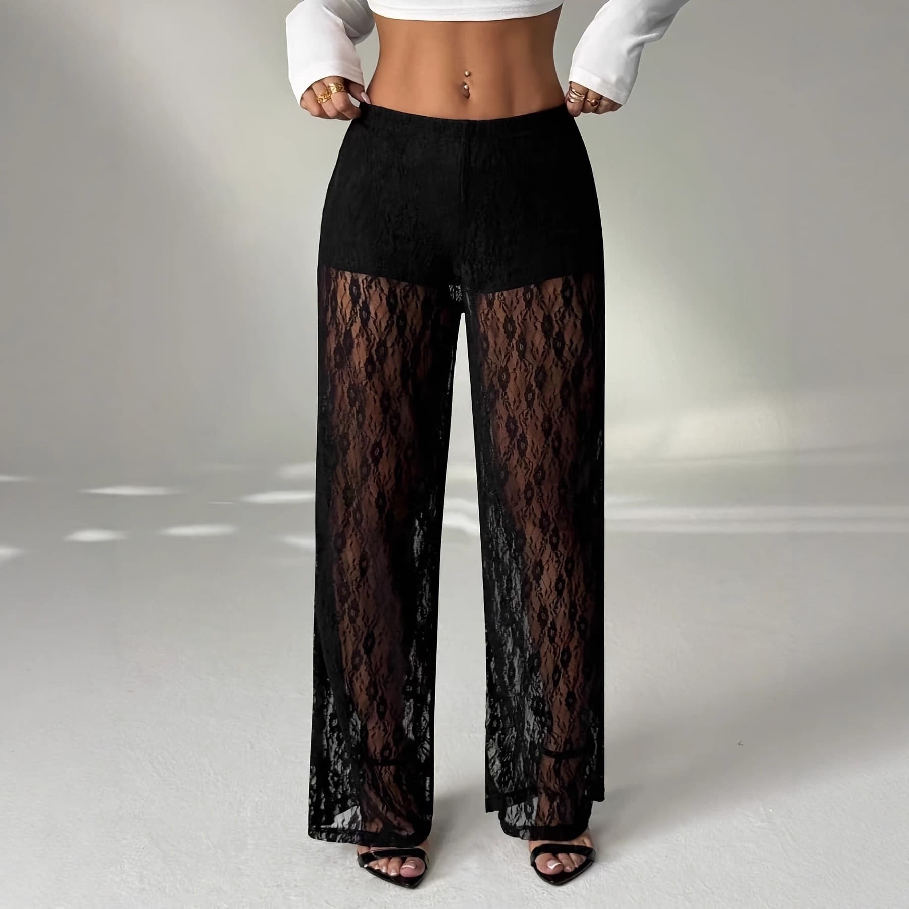 European and American Cross-Border Lace Pants 2025 New Loose Versatile Summer Japanese Casual Pants Slimming Wide-Leg Pants High