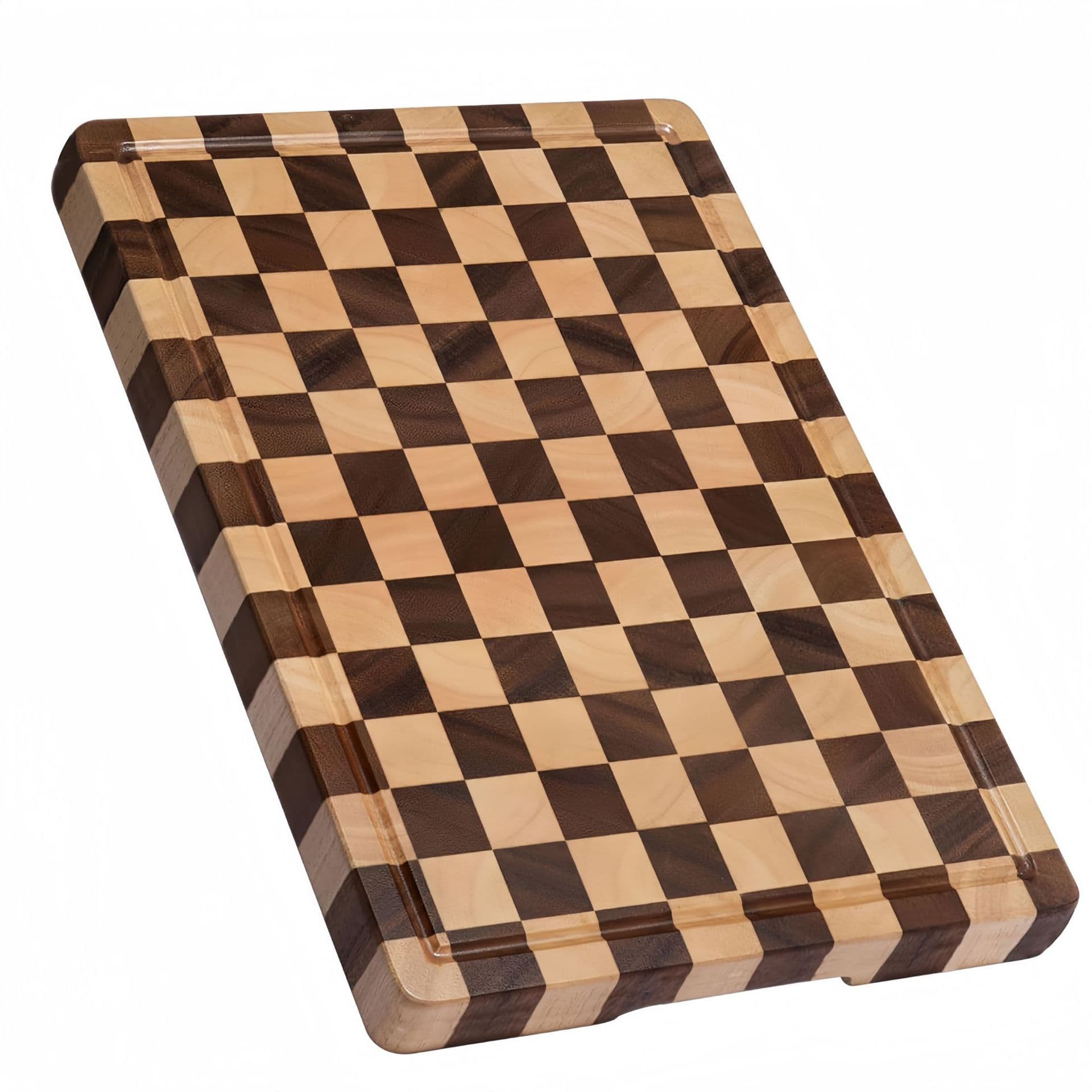 Cross-border checkerboard cutting board, acacia wood with rubberwood, wooden tray, household solid wood chopping board