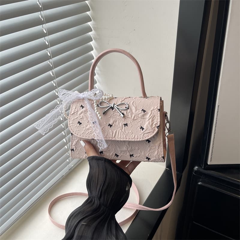 Summer Bow Bag for Women, Casual Fashion Simple Design Crossbody Bag High Appearance Sweet Handbag for Women Cross-border