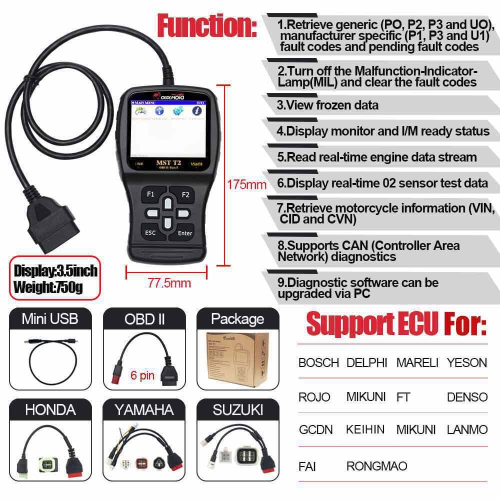 T2 Honda Suzuki Yamaha motorcycle EFI diagnostic instrument/fault detector decoder diagnostic instrument