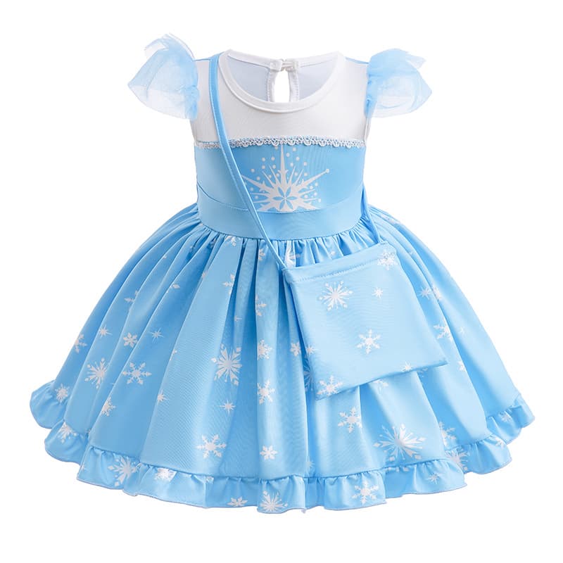 Wholesale Baby & Toddler Clothing, Cotton Printed Frozen Elsa Princess Dress, Summer Short Sleeve Dress