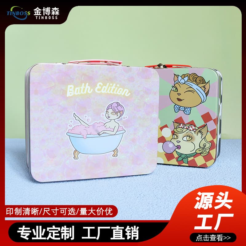 In Stock Handheld Tin Box, Tinplate Cookie Candy Universal Square Flip Lid Handheld Tin Box, Tin Box Storage