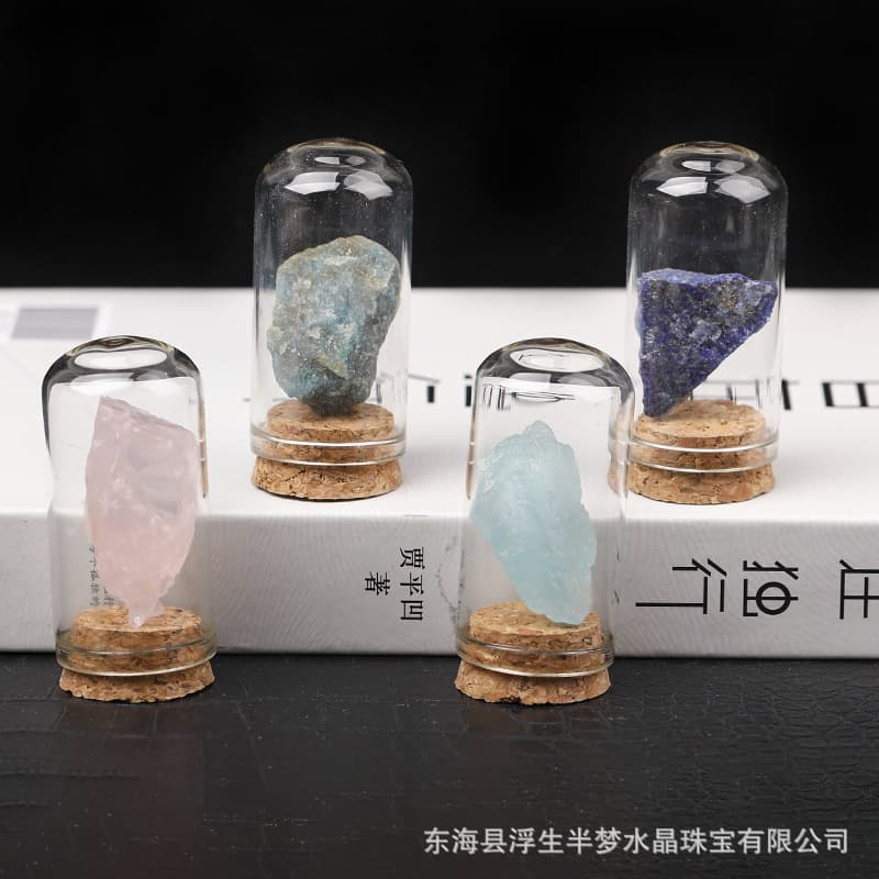 Natural Crystal Stone Specimen Display Bottle Stand, Kids Science Education Gift, Home Office Desk Decor