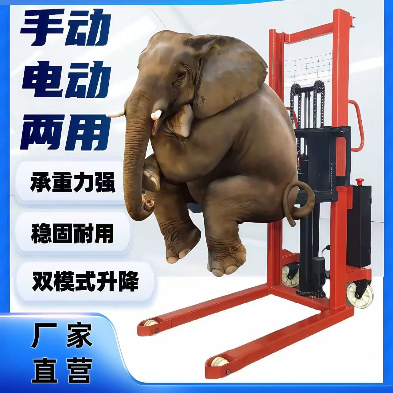 KT Manual Electric Hydraulic Forklift 1 Ton 2 Ton Lifting Stacker Small Loading/Unloading Handling Truck Cylinder Pallet Jack Lifting