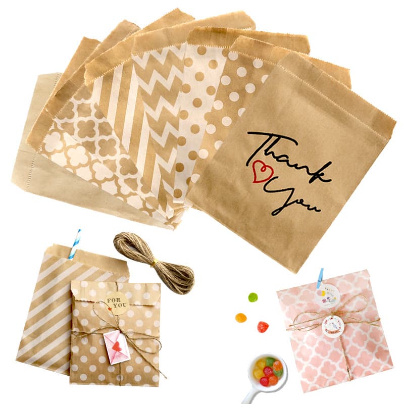Disposable Eco-friendly Pointed Bottom Kraft Paper Bag Candy Cookie Packaging Bag Party Gift Bag 13x18cm