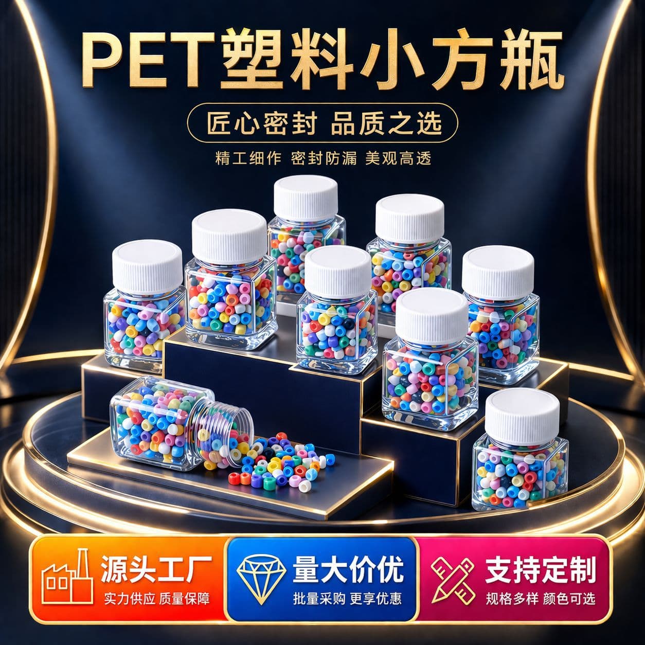 Wholesale Stock 30ml Small Square Bottle Small Pill Bottle for Perler Bead Storage Portable Transparent Plastic Bottle Capsule Dispensing Bottle