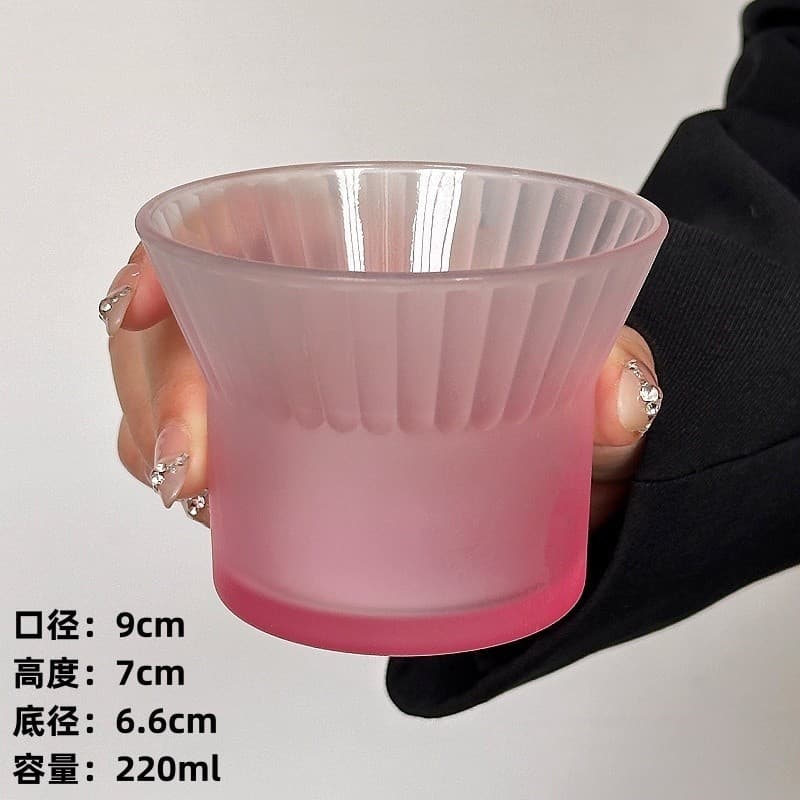 Niche Gradient Green Vertical Striped Glass Cup, Home Heat-Resistant Drinking Glass, Premium Light Luxury Coffee Cup, Cold Beverage Cup