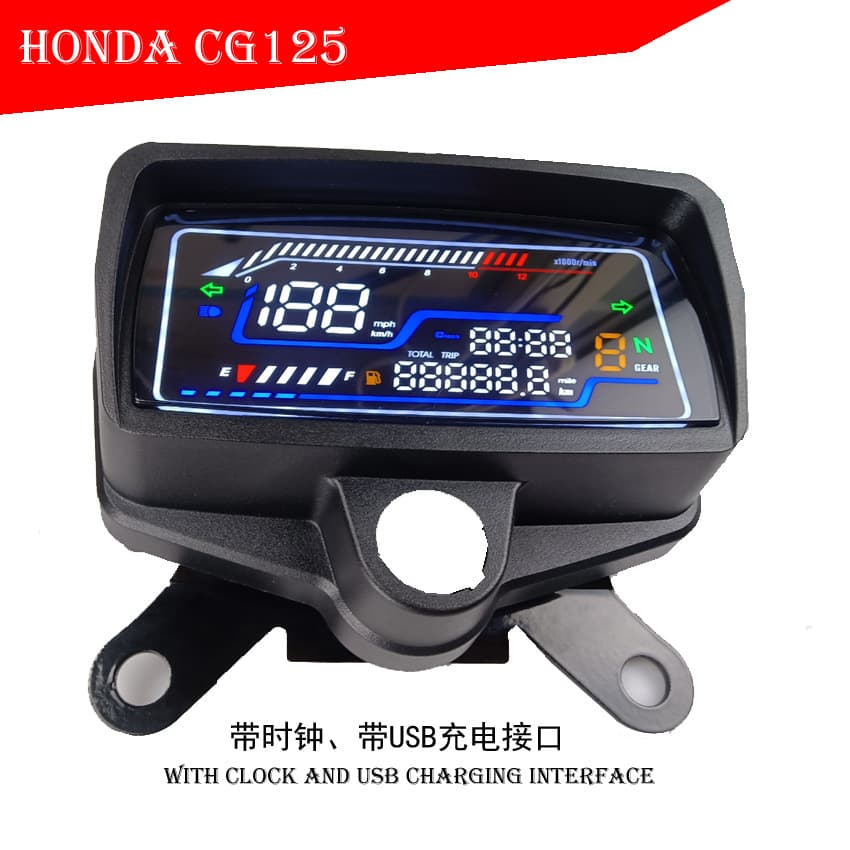 CG125 WH125-3 SDH125-7C Speedometer Digital Instrument Assembly Electronic Speedometer Retrofit with USB Clock