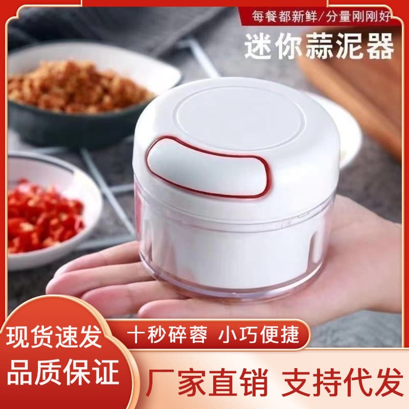 TikTok kitchen garlic mincer, home mini manual garlic machine, meat filling grinder, and chili ginger garlic paste maker.