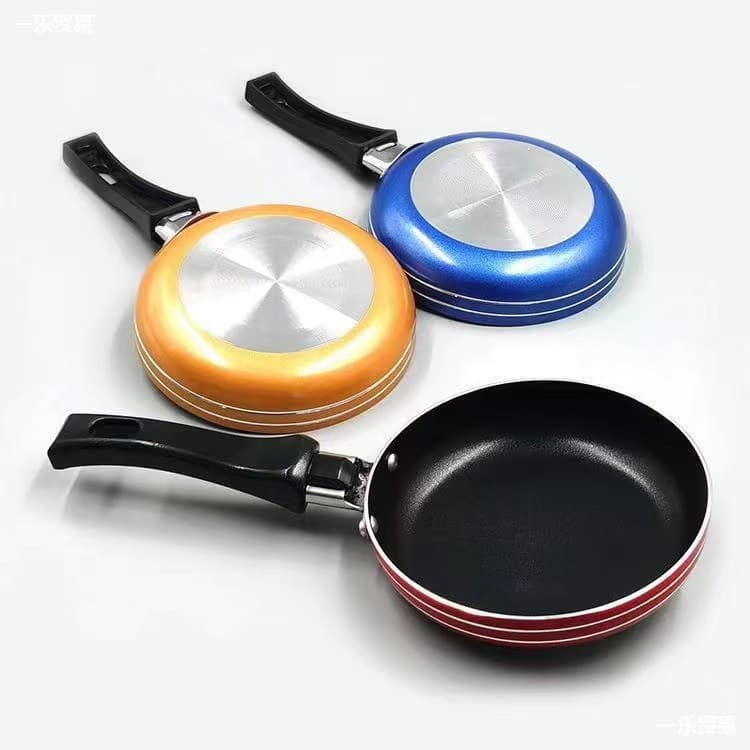 Mini Plastic Handle Aluminum Flat Bottom Egg Frying Pan, Thick Non-Stick Flat Frying Pan for Eggs and Steak, Aluminum Frying Pan