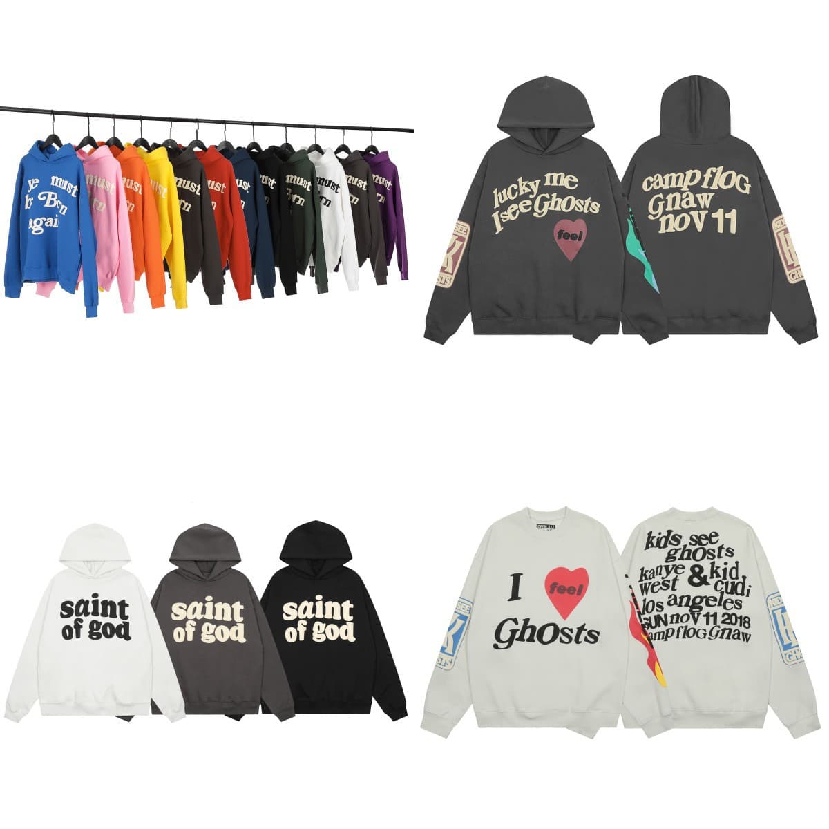 2023 Autumn/Winter New CPFM Reborn MUST BE BORN Foam Print Sweatshirt Unisex Couple Streetwear Hoodie