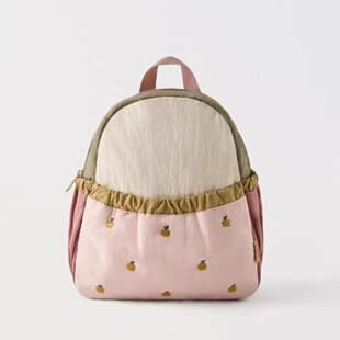 Cross-border Kids Backpack Color-Block Cute Apple Embroidery Kindergarten School Bag Baby Mini Lightweight Travel Backpack
