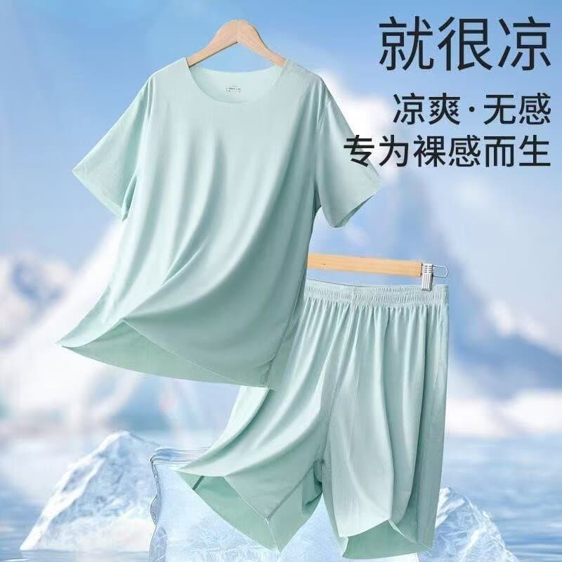 Shanshao Clothing Pajama Ribbed Sport Suit for Men, Summer Short Sleeve T-Shirt Basketball Jersey Casual Shorts Two-Piece Set