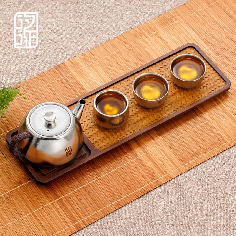 Pure Titanium Teapot Xishi Pot Kung Fu Tea Set with Tea-Water Separation, Titanium Han Duo Pot Tea Set