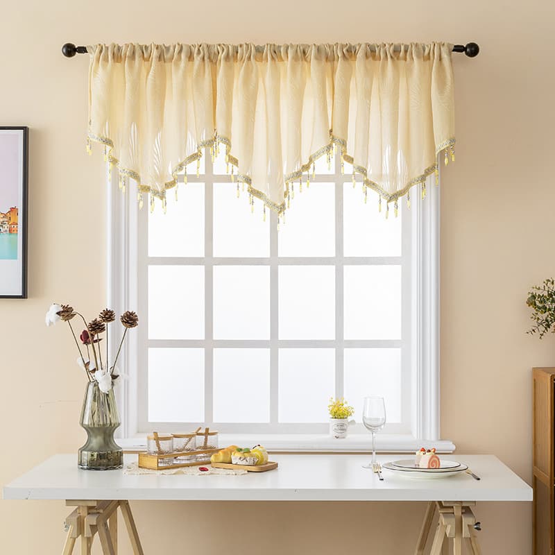 Cross-border Europe and America Foreign Trade Ready-made Curtain Valance Triangle Valance Manufacturer Wholesale Door Curtain Short Curtain Valance Leaf Fabric