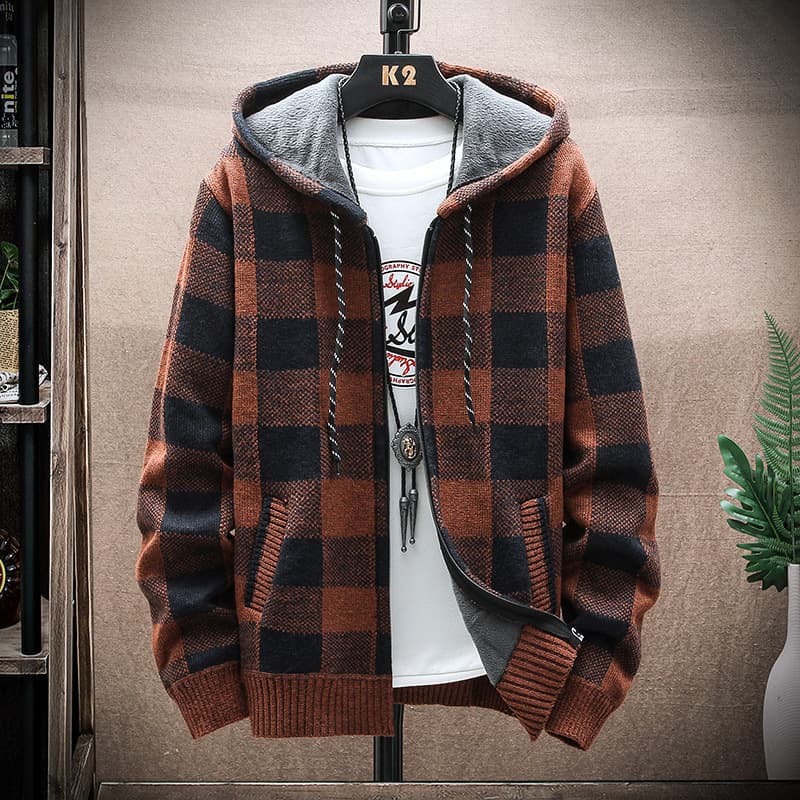 Men's Grid Knit Cardigan Spring/Fall 2025 New Lightweight Outerwear Open-Front Sweater Casual Knitwear