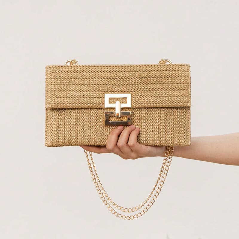 Best-selling Cross-border Exclusive New Single Shoulder Bag Double-layer Woven Underarm Bag Beach Vacation Straw Bag Fashion Chain Bag