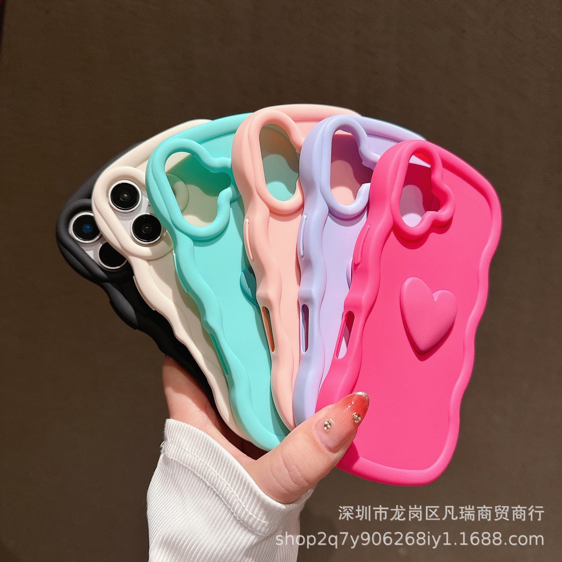 Compatible with iPhone 17 Case 3D Love Wavy Edge for iPhone 13 Frosted 14 New 12 Anti-Drop 11 Soft Case