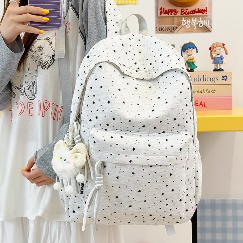 New High School Backpack for Girls, Starry Forest Style, Ins Niche High Aesthetic Large Capacity Lightweight Double Shoulder Bag for Class